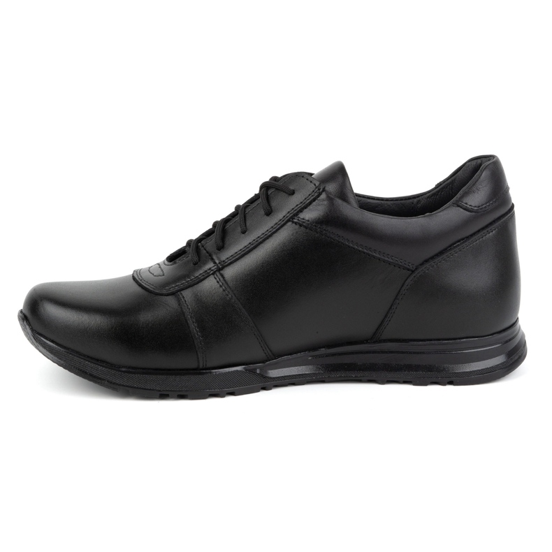Olivier Scarpe aumentanti da uomo in pelle con lacci Sport Style 408KZ + 3 cm, nere nero 1