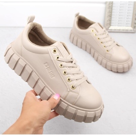 Scarpe stringate plateau da donna beige Big Star MM274618 1