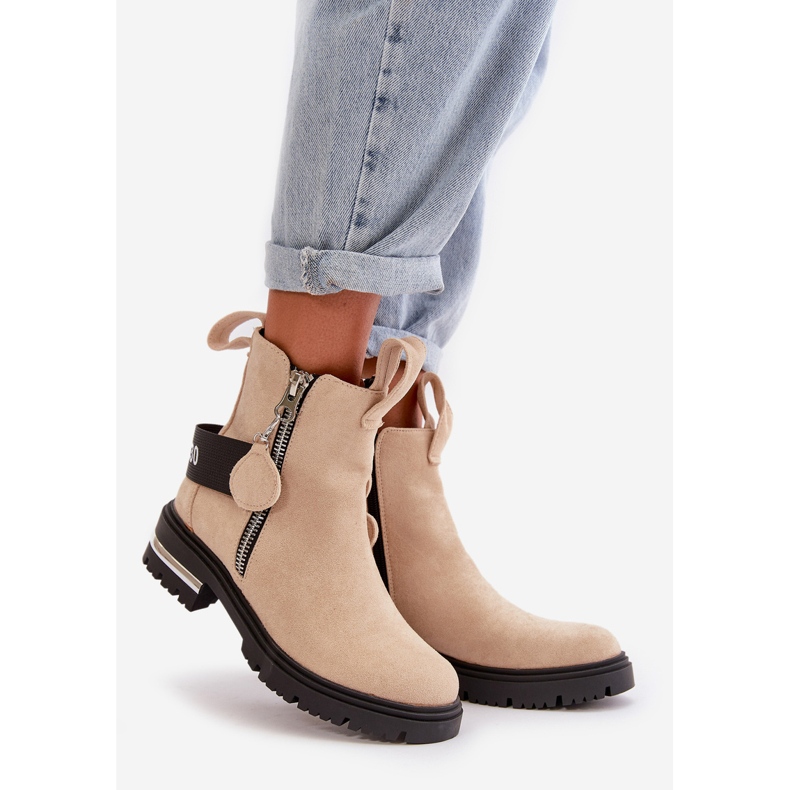 Stivali caldi da donna con cerniera Beige Calvaro 1