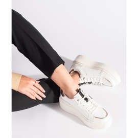 Sneakers in pelle bianca con plateau 2
