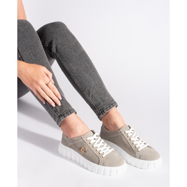 Scarpe platform grigie realizzate in pelle scamosciata grigio 1