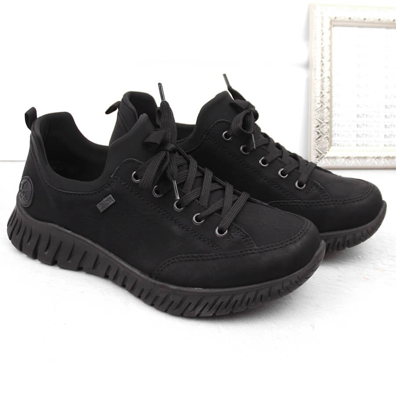 Scarpe slip-on nere da donna impermeabili e comode Rieker M5352-00 nero 1