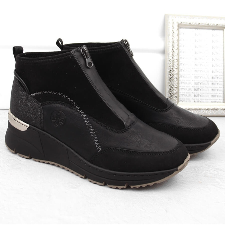 Stivaletti sneakers neri da donna Rieker N6361-00 nero 2