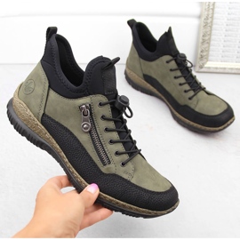 Scarpe comode da donna, sneakers verdi Rieker N32G3-54 verde 1