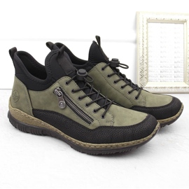 Scarpe comode da donna, sneakers verdi Rieker N32G3-54 verde 2