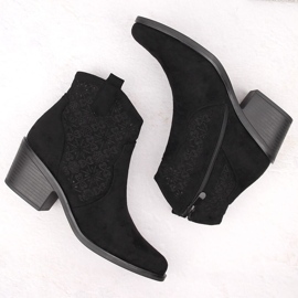 Stivali texani da donna in pelle scamosciata traforata, neri S.Barski HY42-944 nero 2