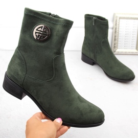 Stivaletti da donna in camoscio con decorazione, verde Jezzi ASA198-28 1