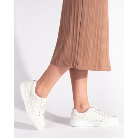 Sneakers in pelle bianca con plateau alto bianco 1