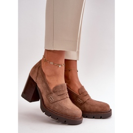 Scarpe con Tacco Alto da Donna in Eco Camoscio Marrone Vinceza 58105 2