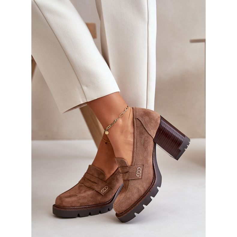 Scarpe con Tacco Alto da Donna in Eco Camoscio Marrone Vinceza 58105 1