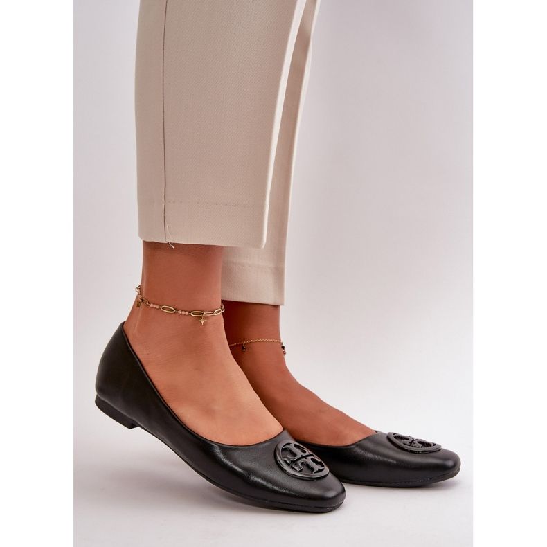 Ballerine Da Donna Con Decorazione, Eco Pelle, Rhodike Nero 1