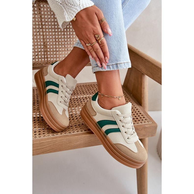 Sneakers Platform da Donna Beige e Verde Nesonice 1