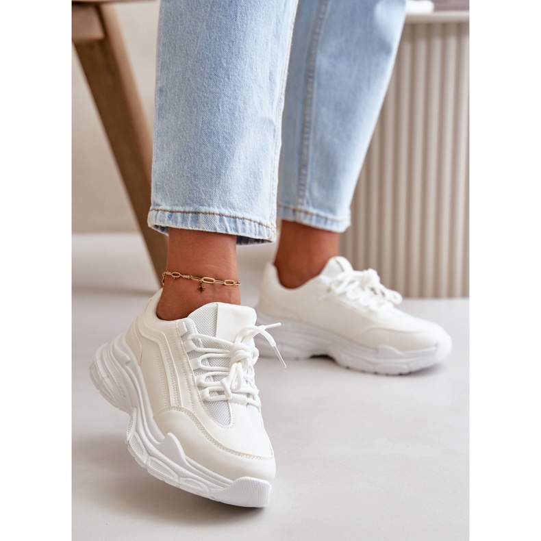 Sneakers da Donna, Scarpe Sportive con Suola Spessa, Lerila Bianca bianco 2