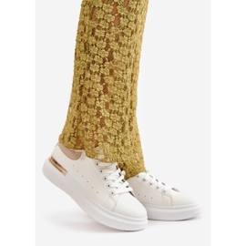 Sneakers Basse da Donna con Plateau Realizzate in Eco Pelle, Nevelena Bianca e Beige 1
