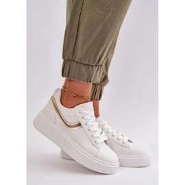 Sneakers Platform da Donna Realizzate in Eco Pelle, Brennessa Bianca e Oro 2