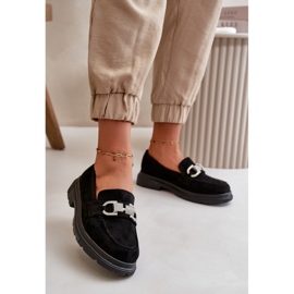 Mocassini Da Donna In Eco Camoscio Con Decoro, Glicine Nero 2