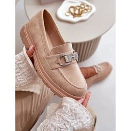 Mocassini Da Donna In Eco Camoscio Con Decorazione, Beige Glicine 1