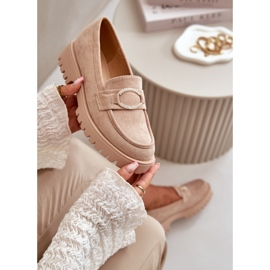 Mocassini Da Donna In Eco Camoscio Con Dettaglio Lucido Beige Avellina 2