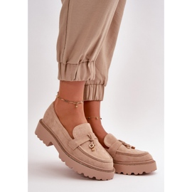 Mocassini Da Donna In Eco Camoscio Con Decorazione Verindalle Beige 1