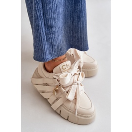 Sneakers da Donna in Pelle con Plateau Beige CheBello 4568 1