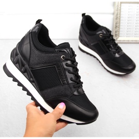 Scarpe sportive da donna con zeppa nere Vinceza 10733 nero 1