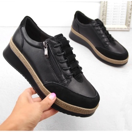 Scarpe da donna in pelle con cerniera, nere T.Sokolski J24-207 nero 1