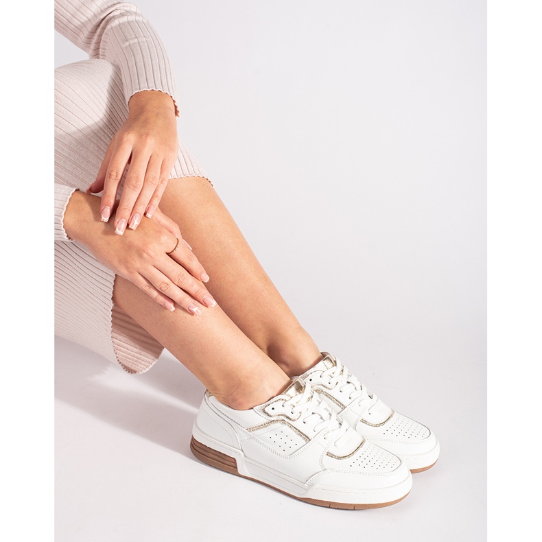 Sneakers con plateau bianche e dorate bianca 1
