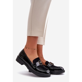 Mocassini da donna in pelle verniciata con orsetto nero S.Barski HY42-339A 1