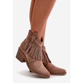 Stivali Cowboy Da Donna Con Cerniera Eco Camoscio Marrone S.Barski HY42-127 1