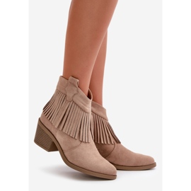Stivali Cowboy Da Donna Con Cerniera Eco Camoscio Beige S.Barski HY42-127 1