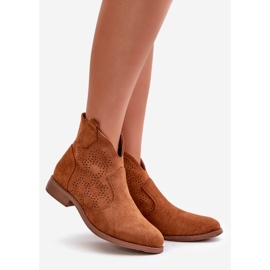 Stivali da donna traforati con tacco piatto Camel S.Barski HY42-151 marrone 1