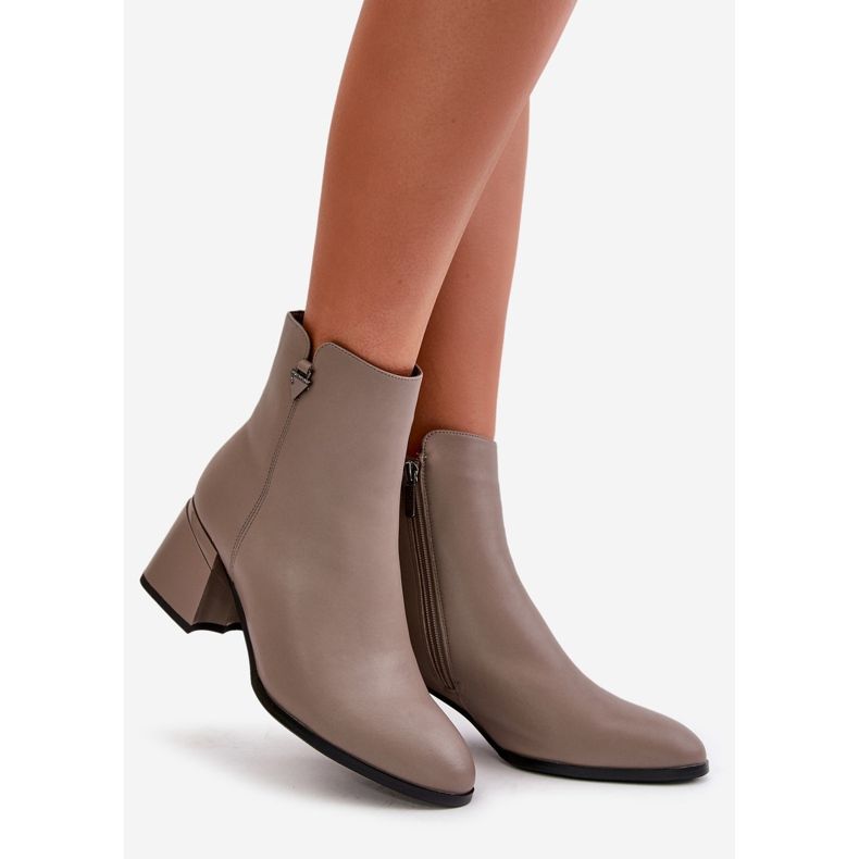 Stivali eleganti da donna isolati in pelle naturale, Beige Vinceza 77106 1