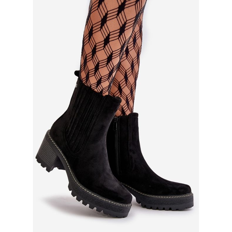 Stivali con Tacco Alto da Donna Realizzati in Eco Pelle Scamosciata, Caldo Nevitas Nero 1
