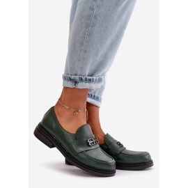 Zazoo 20174 Scarpe eleganti in pelle con tacco piatto da donna, Verde scuro 1