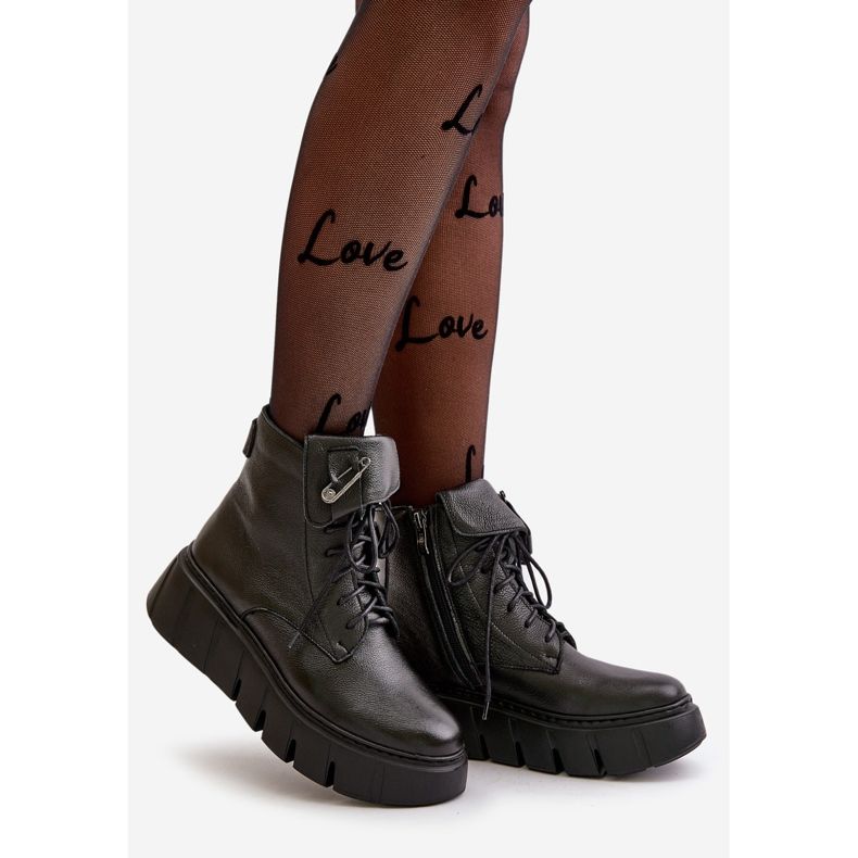 Zazoo 60511 Stivali in pelle da donna sulla piattaforma riscaldata, neri nero 1
