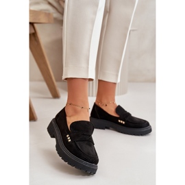 Scarpe traforate da donna Mocassini neri conciati nero 2