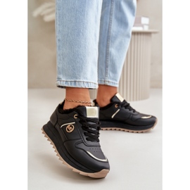 Scarpe sportive da donna isolate con pelliccia, piattaforma Lerisas nera nero 2
