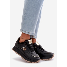 Scarpe sportive da donna isolate con pelliccia, piattaforma Lerisas nera nero 1