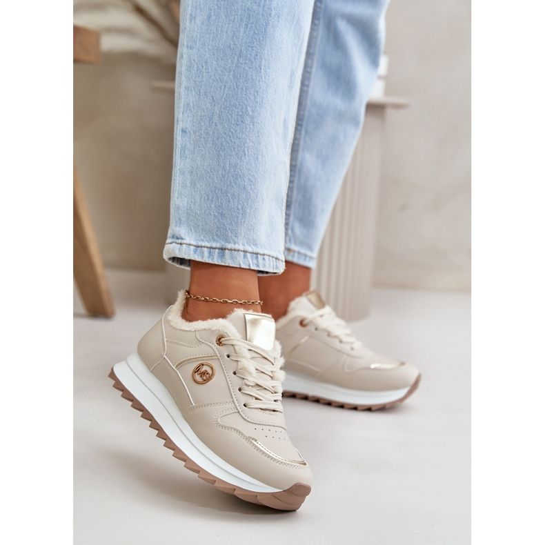 Scarpe Sportive da Donna Foderate in Pelliccia, Platform Lerisas Beige Chiaro 2