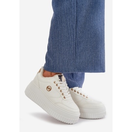 Sneakers sportive isolate da donna con suola spessa, Ardiela bianca bianco 1