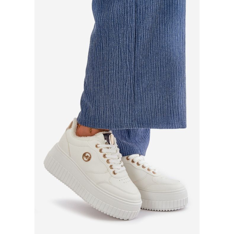 Sneakers sportive isolate da donna con suola spessa, Ardiela bianca bianco 1
