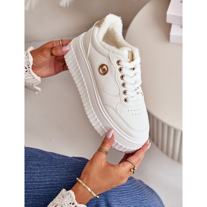 Sneakers sportive isolate da donna con suola spessa, Ardiela bianca bianco 2