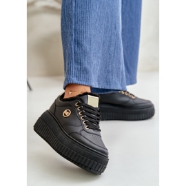 Sneakers sportive isolate da donna con suola spessa, Ardiela nera nero 2