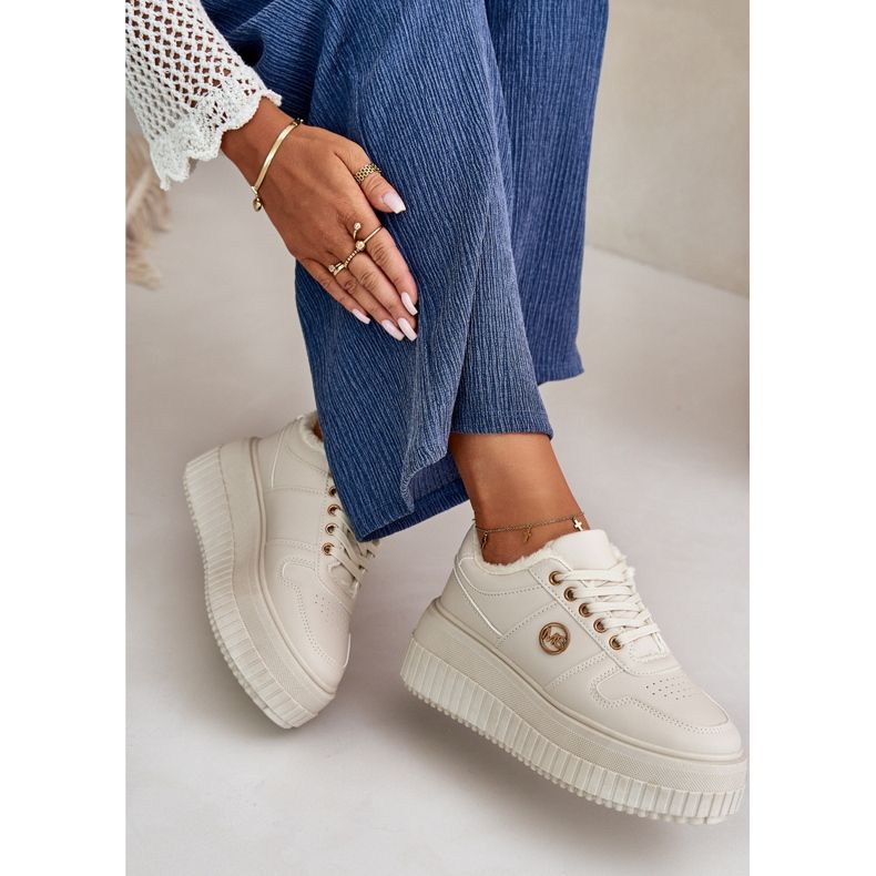 Sneakers sportive isolanti da donna con suola spessa, Beige Verisha 2