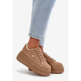 Sneakers isolanti da donna su suola spessa con dettagli dorati Lotira marrone 1