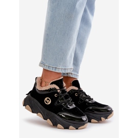 Scarpe sportive stringate isolate da donna su piattaforma Verioras nere nero 1