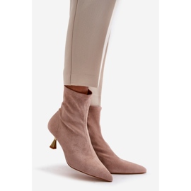 Stivali da donna con tacco alto e punta a punta in eco suede, colore Beige Irithare 1