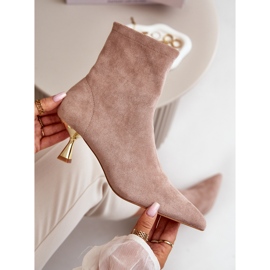 Stivali da donna con tacco alto e punta a punta in eco suede, colore Beige Irithare 2
