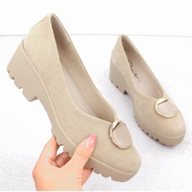Scarpe slip-on da donna in pelle scamosciata beige Filippo DP4569 1