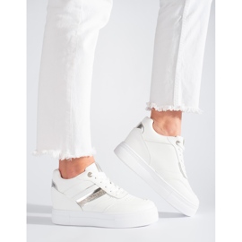 Sneakers bianche con zeppa nascosta bianco 1